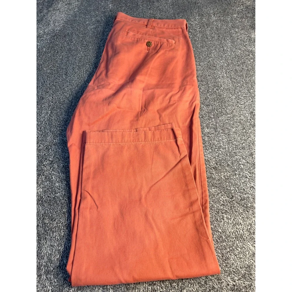 Lands End The Legacy Chino Pants Mens 34 Coral Orange Straight Leg Cotton Pant